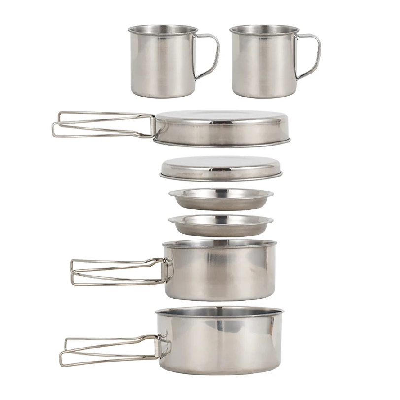 Camping Cooking Pot Set - 8개/세트 캠핑 조리기구 세트 스테인리스 스틸