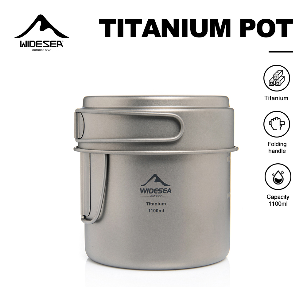 Camping Cooking Pot Set - Widesea 초경량 티타늄 캠핑 냄비 1100ml