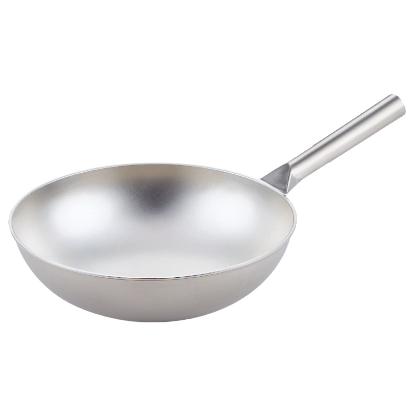 Camping Cooking Without Gas - 30/32/34/36/38cm 순수 티타늄 둥근바닥 웍, 논스틱,