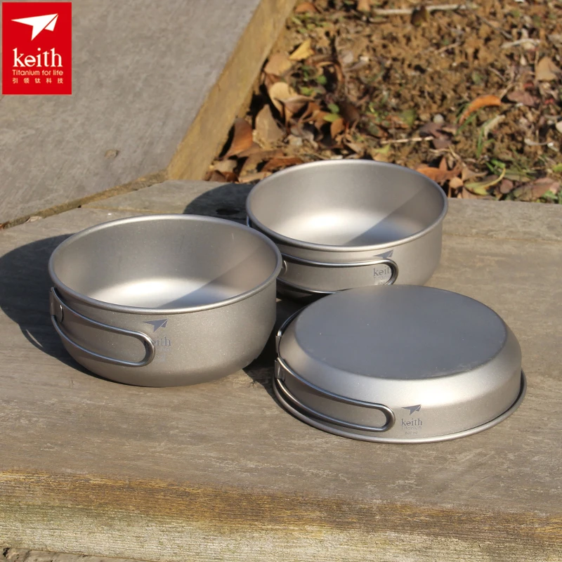 Camping Outdoor Cooking Set - Keith 티타늄 조리기구 팬 그릇 세트,
