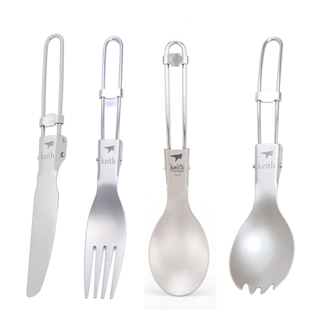Camping Cooking And Cutlery Set - 키이스 야외 티타늄 접이식 숟가락 스포크