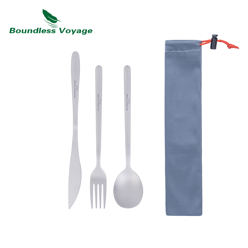 Camping Cooking And Cutlery Set - Boundless Voyage 티타늄 디너 세트, 캠핑