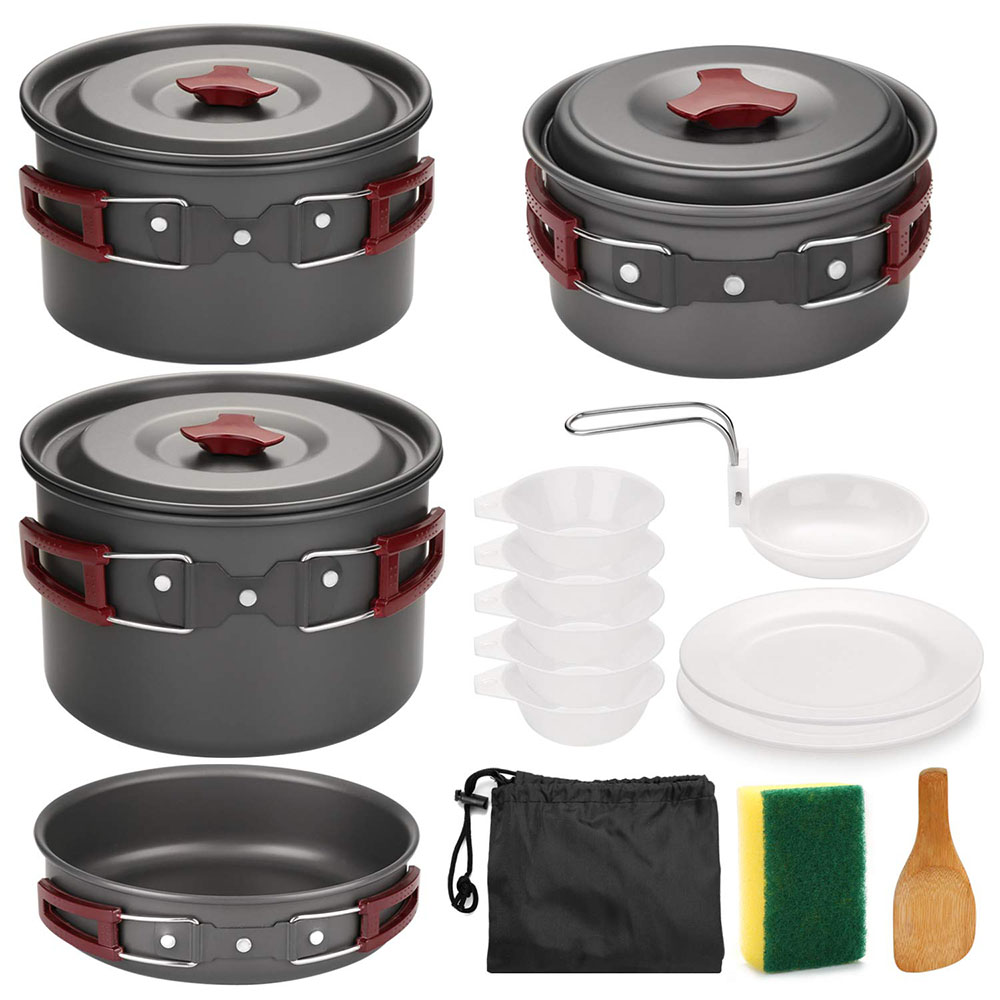 Camping Cooking Pot Set - 야외 캠핑 조리기구 키트, 논스틱 캠핑
