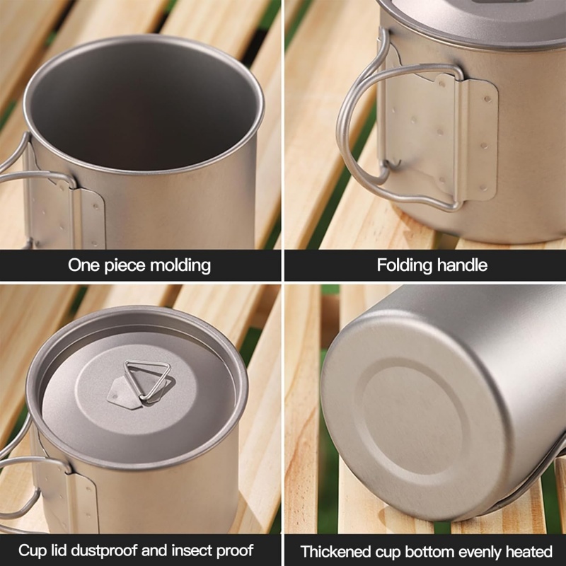 접이식 손잡이가 있는 티타늄 캠핑 머그컵, 가볍고 휴대 - Camping Cooking Pot Set 리뷰 및 가격