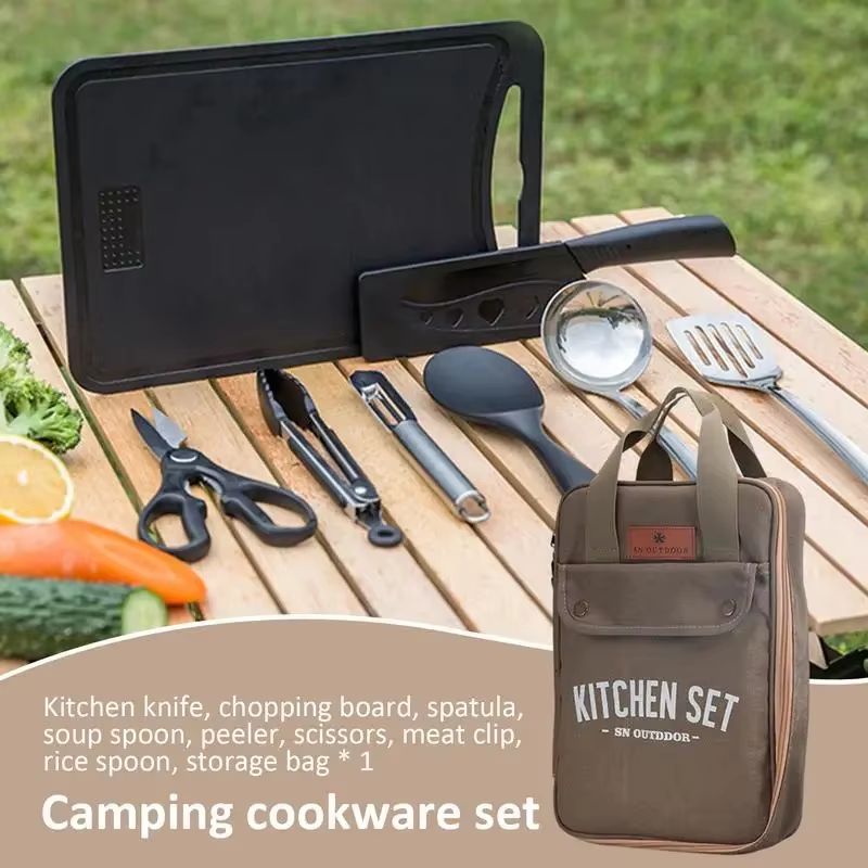 8pcs 캠핑 주방 조리기구 세트 휴대용 가방 야외 여 - Camping Cooking And Cutlery Set 리뷰 및 가격