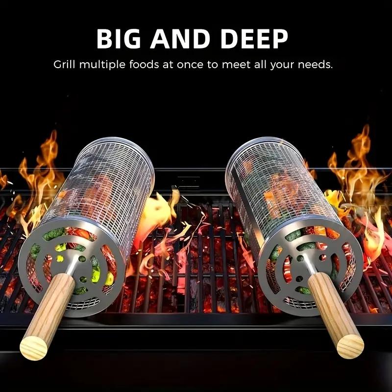 식품 등급 스테인리스 스틸 원형 회전 BBQ 그릴 바스 - Camping Cooking Mesh 리뷰 및 가격