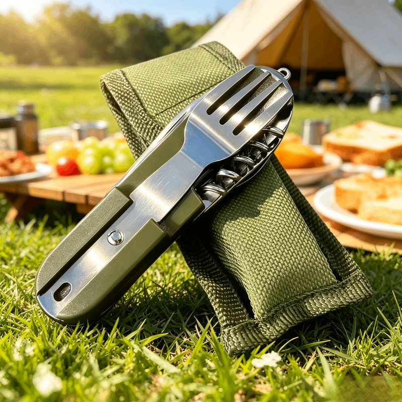 스테인리스 스틸 7 in 1 캠핑 식기 세트 접이식 다 - Camping Cooking And Cutlery Set 리뷰 및 가격