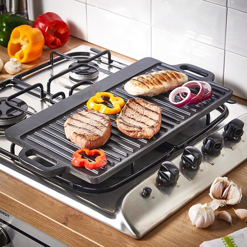 코팅되지 않은 주철 그릴 플레이트 스트라이프 그릴 팬  - Camping Cooking Range 리뷰 및 가격