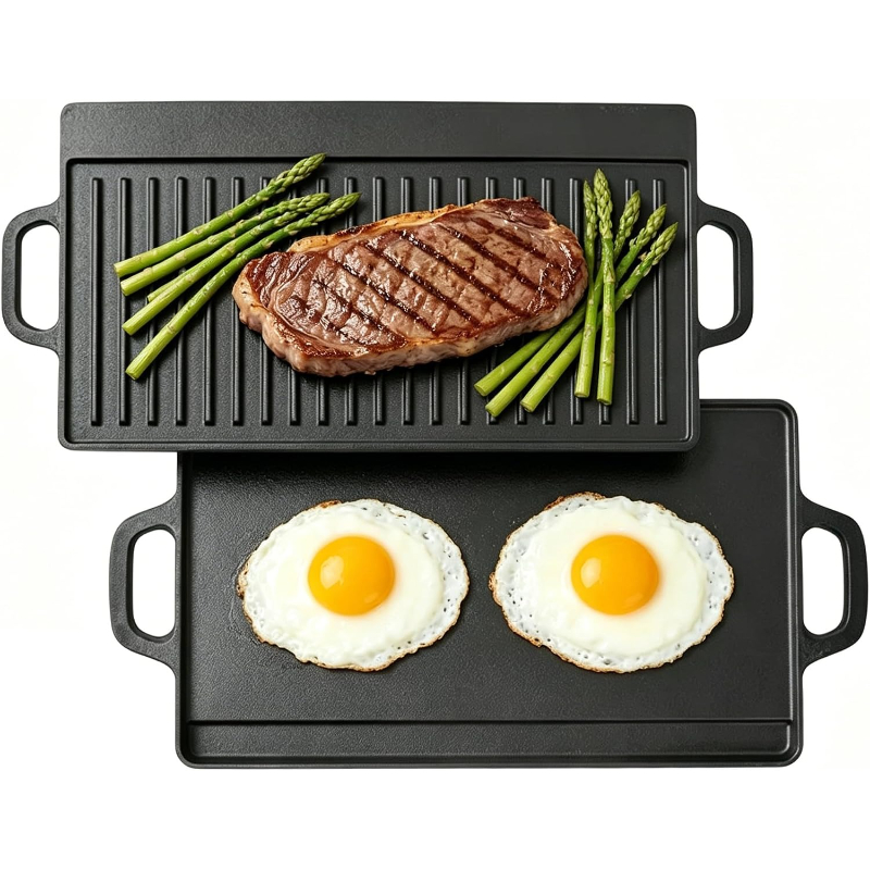 코팅되지 않은 주철 그릴 플레이트 스트라이프 그릴 팬  - Camping Cooking Range 리뷰 및 가격