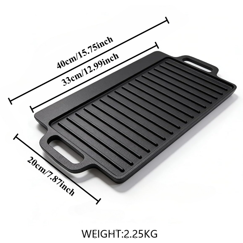 코팅되지 않은 주철 그릴 플레이트 스트라이프 그릴 팬  - Camping Cooking Range 리뷰 및 가격