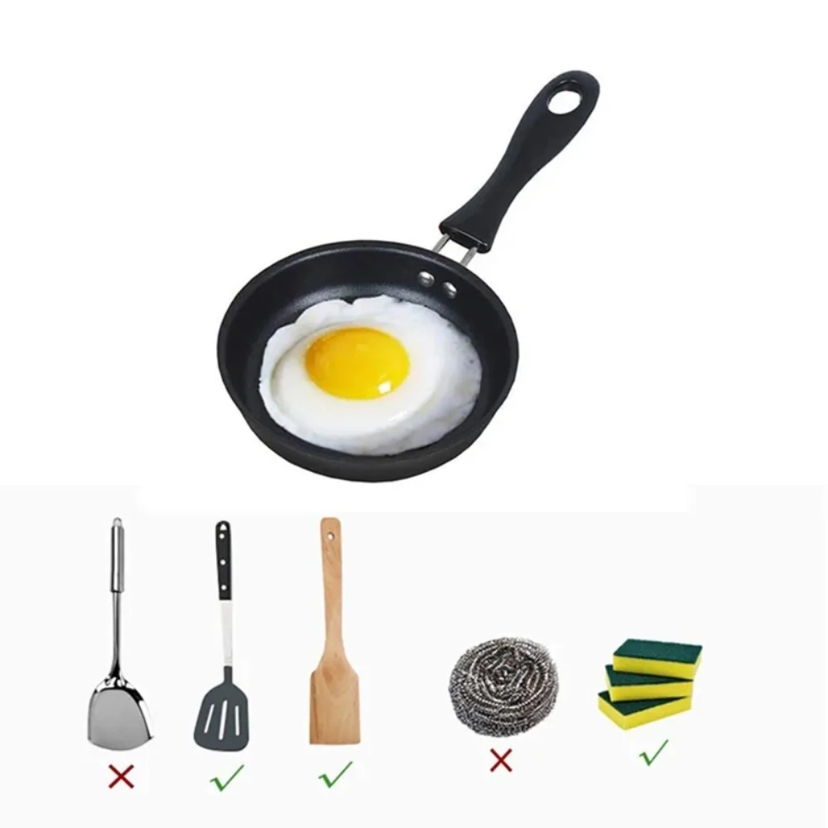 손잡이가 있는 미니 프라이팬 휴대용 계란 오믈렛 프라이 - Camping Cooking Without Gas 리뷰 및 가격