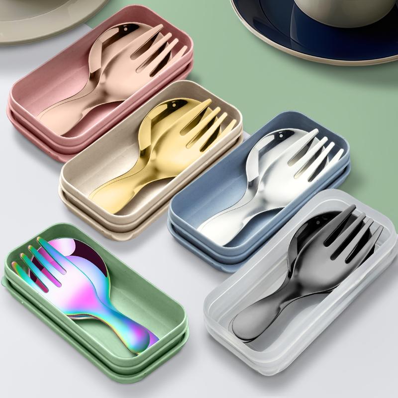스테인리스 스틸 식기 세트 숟가락 포크 2개 휴대용 박 - Camping Cooking And Cutlery Set 리뷰 및 가격