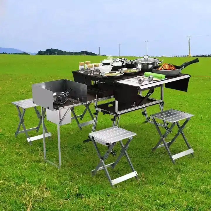 휴대용 야외 접이식 푸드 트레일러 이동식 주방 접이식  - Camping Cooking Dining Set 리뷰 및 가격