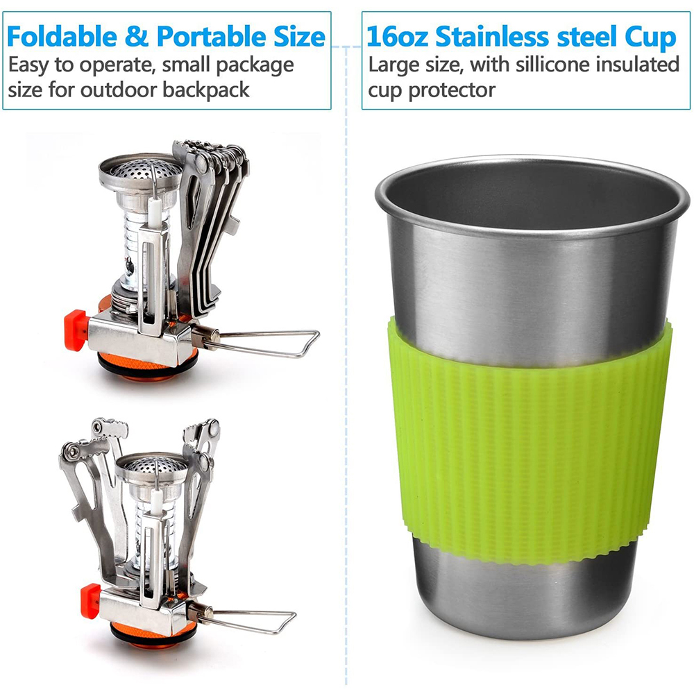 스토브가있는 캠핑 조리기구 키트 야외 요리 세트 야외  - Camping Cooking Pot Set 리뷰 및 가격